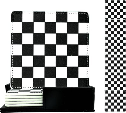 Marble Coasters Square Leather Drinks Coaster Set by Yopiiefa