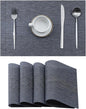 Leetaltree Denim Blue Placemats Set of 4 - Heat Resistant Non-Slip Place mats for Dining Table, Washable Durable PVC Vinyl Woven Table Mats（Denim Blue, 4）