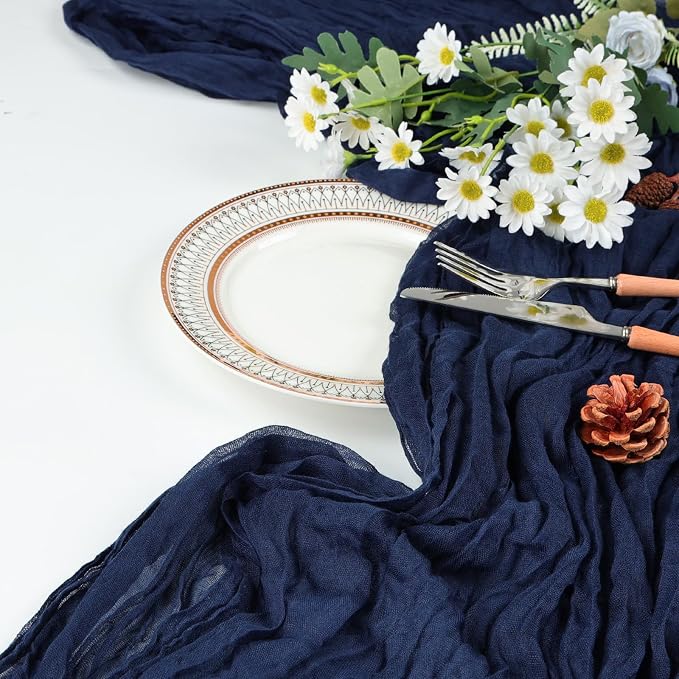 6 Pack Navy Blue Cheesecloth Table Runner 35 x 120 Inch | Boho Gauze Cheese - Image 7