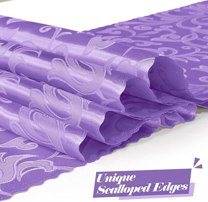 MILVOWOC Lilac Satin Table Runner, 4 Pack, 12 x 72 Inch | Jacquard Damask - Image 2
