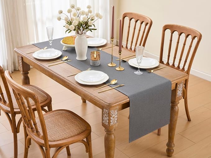YATOJUZI Dark Grey Table Runner Seasonal Summer Kitchen Dining Coffee Table - Image 6