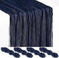 Showgeous 4 Pack Navy Blue Cheesecloth Table Runner, 17 x 108 Inches | Boho by Showgeous