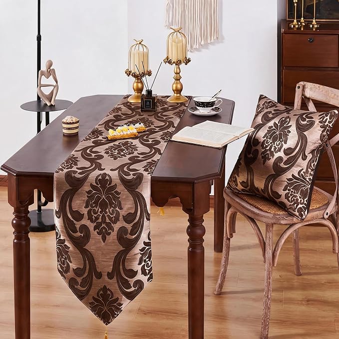 NAPEARL Elegant Luxury Damask Table Runner - Image 4