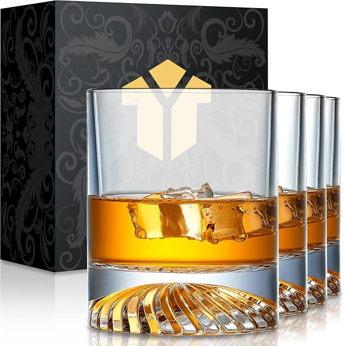 OPAYLY Whiskey Glasses Old Fashioned Glasses Set of 4 12oz Rocks Glasses Gift by OPAYLY