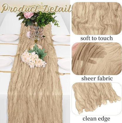 16 Pack Beige Cheesecloth Table Runners 20x120 Inch Gauze Table Runner Cheese - Image 3
