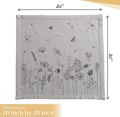 Maison d' Hermine Cloth Napkins Set of 4 100% Cotton Everyday Reusable Square Napkins Cloth Washable Dinner Party Wedding Restaurant Valentines Day Decorations Spring/Summer (Flore, 20" x 20")