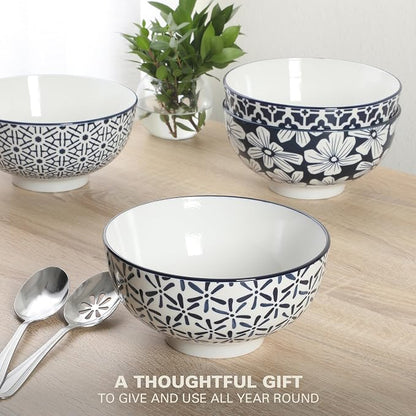 Gibson Home Castle Way 4-Piece Large Serving Bowl Set, 8 Inch Round Stoneware - Image 4