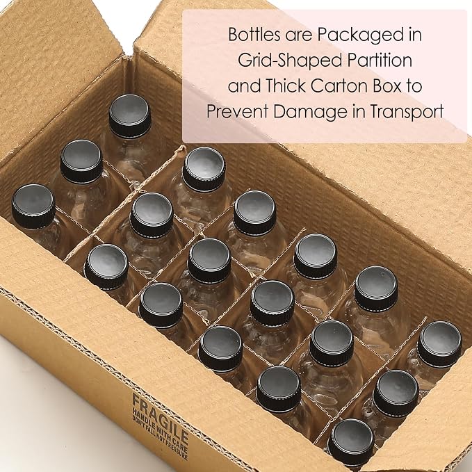 18 Pack, 2 oz Small Clear Glass Bottles w/ Lid & 4 Stainless Steel Funnels - - Image 8