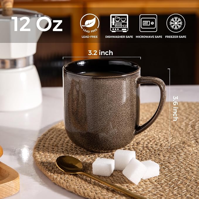 LERATIO Ceramic Coffee Mugs Set of 6, 12oz Handmade Coffee Mugs Set | Large - Image 2