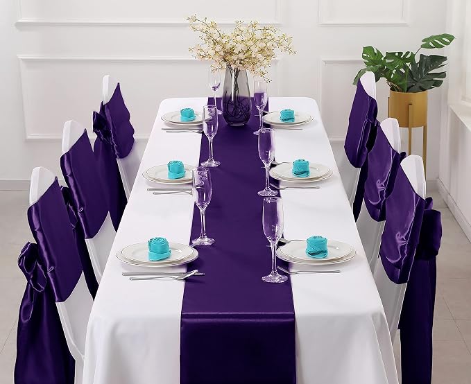 Horbaunal 24 Pack Purple Satin Table Runner 12 x 108 Inch | Smooth Table Runners - Image 2