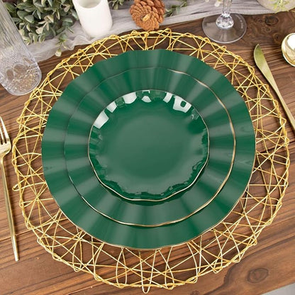Efavormart 11" Dinner Plates – Set of 10 Plastic Hunter Green Round Disposable - Image 2
