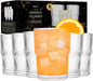 Kitchen Lux Ribbed Glass Cups 15oz Lowball Short Rocks Glass | Stackable Ribbed by KitchenLux