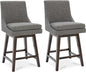 CHITA Counter Height Swivel Bar Stools with Back Set of 2, FSC Certified Upholstered Fabric Bar Stool, 26.8" H Seat Height, Fabric in Fog