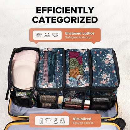 Suitcase Organizer, Travel Luggage Organizer Hanging Shelves Packing Cube Closet/Collapsible Portable Travel Organizer for Carry-on
