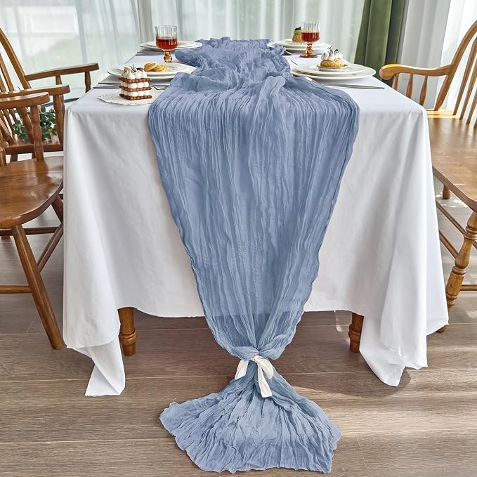 IVAPUPU Dusty Blue Table Runner 120 Inches - Image 3