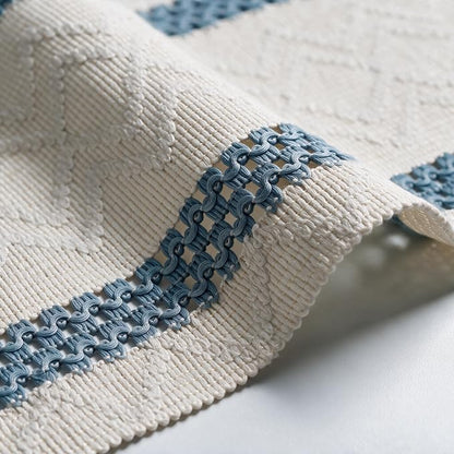 Artoid Mode Sky Blue Stripe Woven Rustic Table Runner 12x72 Inch | Holiday - Image 6