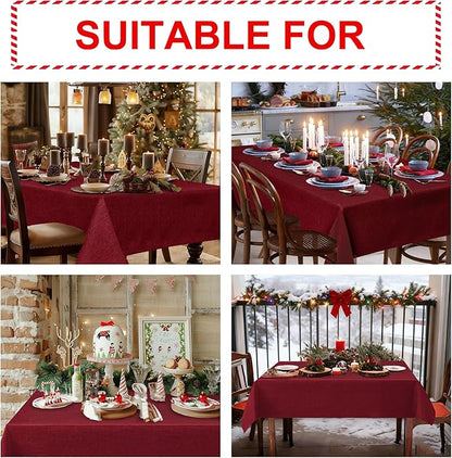 Hiasan 2 Pack Faux Linen Square Tablecloth - Wrinkle and Stain Resistant Washable Table Cloth for Kitchen Dining Room Holiday Table Cover for Party Dinner, Red, 30 x 30 Inch