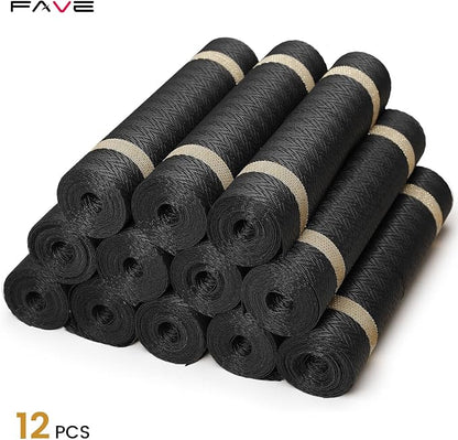 FAVE 12 Pack Woven Vinyl Table Runners 120x12 Inch Black - Image 2