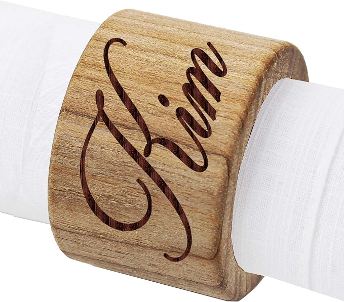 The Wedding Party Store Custom Personalized Wood Napkin Rings - Image 2