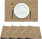 Rilassato Textile Placemats, Set of 4 Heat-Resistant Placemats for Kitchen Table, Washable Durable Linen Table Mats Woven Placemats (4, Khaki)