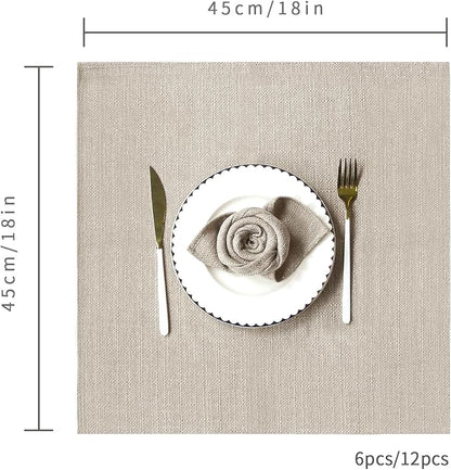 BALCONY & FALCON Cloth Napkins Set of 6 Washable Linen Napkins Absorbent Wrinkle-Free Fabric Napkins Bulk for Dinner Wedding Party Easter Thanksgiving Christmas Banquet (Beige 17.7"x17.7")
