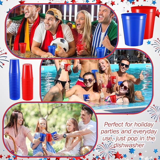 Yungyan 100 Pack 16 oz Stadium Cups Reusable Plastic Cups Blank Drink Stadium - Image 5
