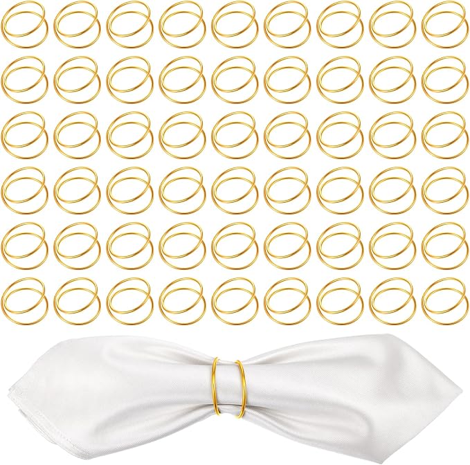 48 Pcs Gold Wedding Napkin Rings, Metal Spiral Napkin Rings Durable Napkins by Unknown