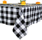 ShinyBeauty Checked Square Tablecloth 54x54-Inch Black and White Buffalo Plaid by ShinyBeauty