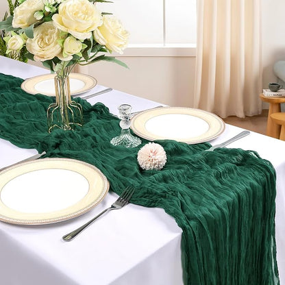 12 Pack 10Ft Emerald Green Cheesecloth Table Runner 23 x 120 Inch | Gauze - Image 2