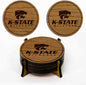LazerEdge Kansas State Wildcats Wooden Coaster Set - Cherry Wood - Officially Licensed Product - 4-Pack