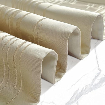 Luxury Beige Table Runner 120 Inches Long, Modern Geometric, Elegant Tassel | - Image 3