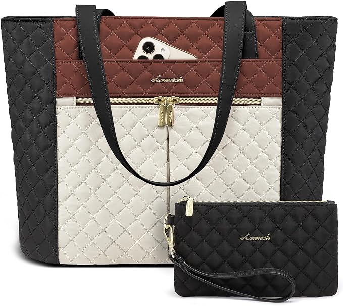 LOVEVOOK Laptop Bag for Women 17 inch, Diamond Quilted Work Tote Bags Womens by LOVEVOOK