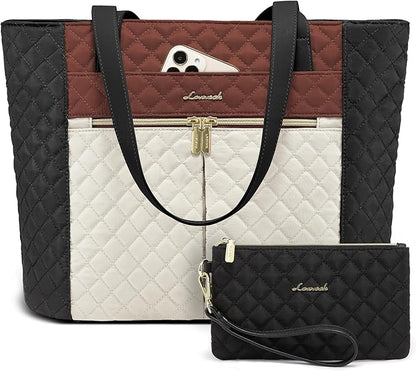 LOVEVOOK Laptop Bag for Women 15.6 inch, Diamond Quilted Work Tote Bags Womens by LOVEVOOK
