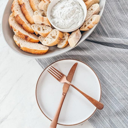 Mora Ceramic Flat Plates Set of 6-8 in - The Dessert, Salad, Appetizer, Small Lunch, etc Plate. Microwave, Oven, and Dishwasher Safe, Scratch Resistant. Kitchen Porcelain Dish - Vanilla White