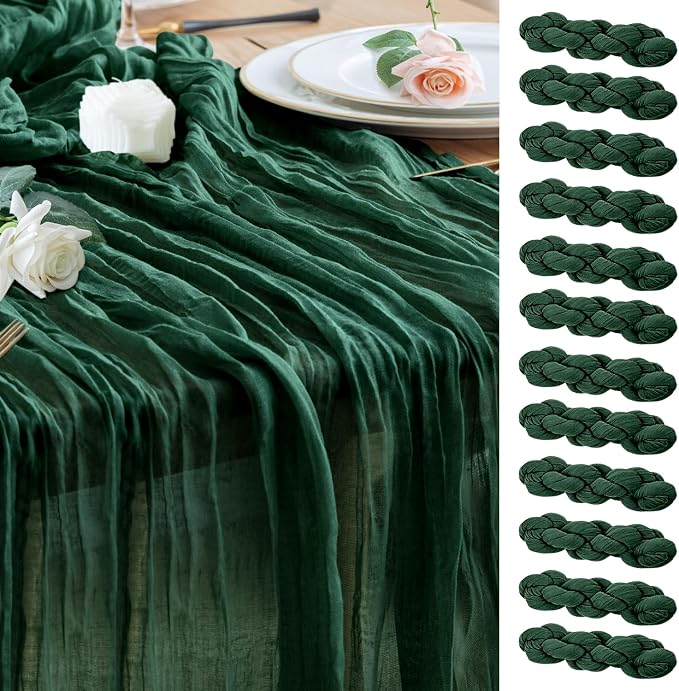 Cheesecloth Table Runner Emerald Green 10FT Boho GauzeRunner by Wokceer