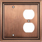 Henne Bery Sunken Pearls Heavy Duty Decorative Wall Plate Switch Plate Outlet Cover (Blank/Duplex, Antique Copper)