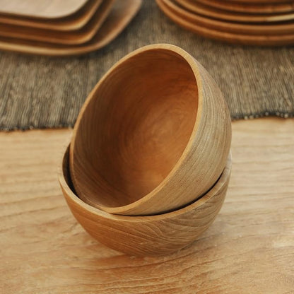 NOVICA Artisan Handmade Teak Wood Bowls Dinner from Bali Pair Brown Indonesia - Image 2