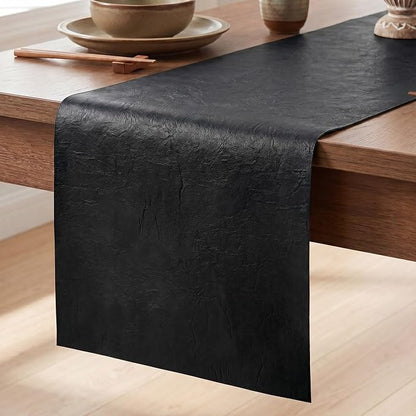 Artoid Mode Black Double Sided Vinyl Faux Leather Table Runner, Seasonal by ArtoidMode
