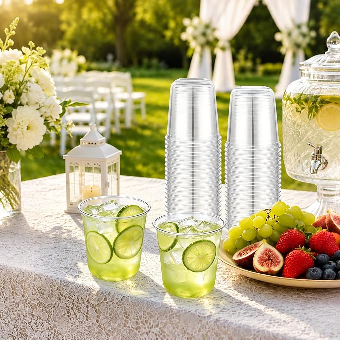 KesaPlan 200 Pcs 12oz Plastic Clear Cups, Disposable Wine Cocktail Glasses | - Image 6