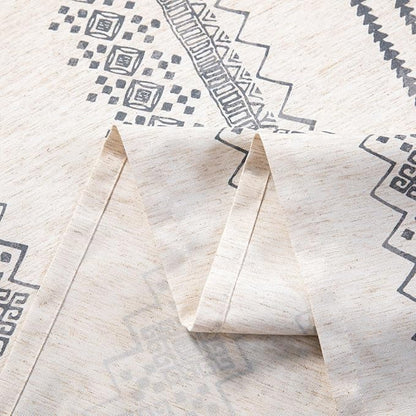 MYSKY HOME Boho Rectangle Tablecloth - Linen Fabric Table Cover - Farmhouse Decoration - 60x102 Inches - Waterproof Classic Bohemian Tablecloth for 6 Feet Table, Indoor and Outdoor Use, Grey