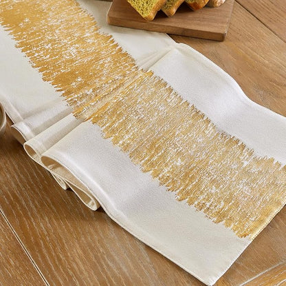 Metallic Style Gold Table Runner, Table Runners 108 Inches Long | Cotton Linen - Image 5