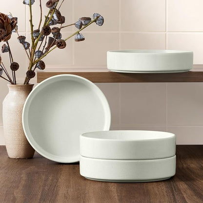E-far Pasta Bowls Set of 4, 35oz Ceramic Large Salad Bowl Plates - Image 6