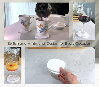 Stone Coasters Set of 4 White Sandstone, Water Absorbing Diatomaceous Earth - Image 6