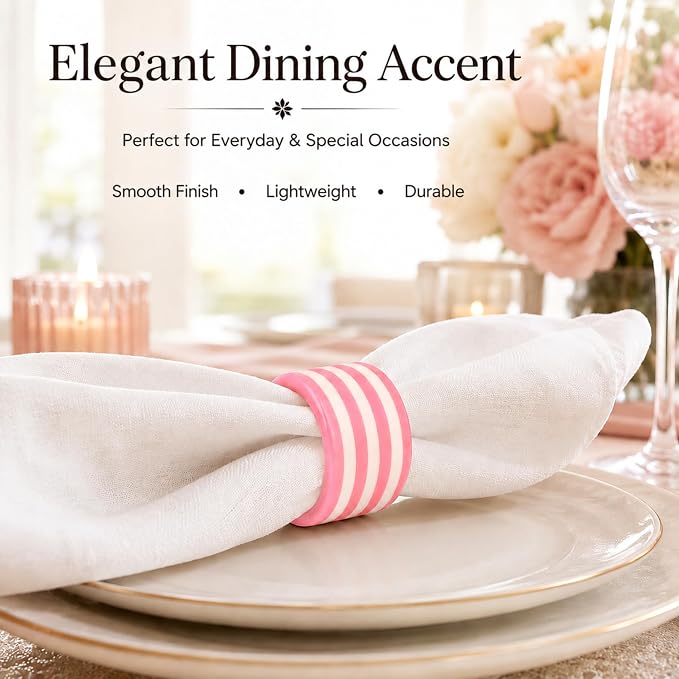 Pink Resin Napkin Rings for Weddings, elegant pink finish, cloth napkin - Image 6