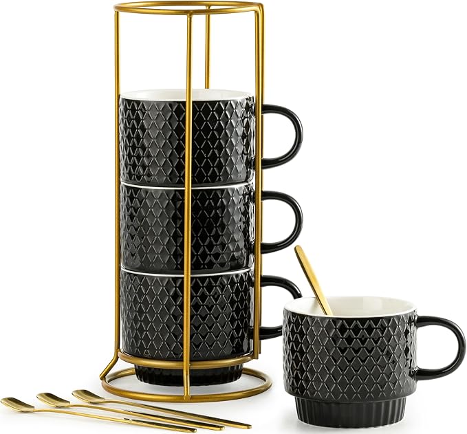 LYEOBOH Stackable Coffee Mugs Set of 4 by LYEOBOH