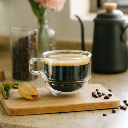 BTaT- Double Walled Stackable Glass Coffee Mugs, 12 oz, Glass Coffee Cups - Image 5