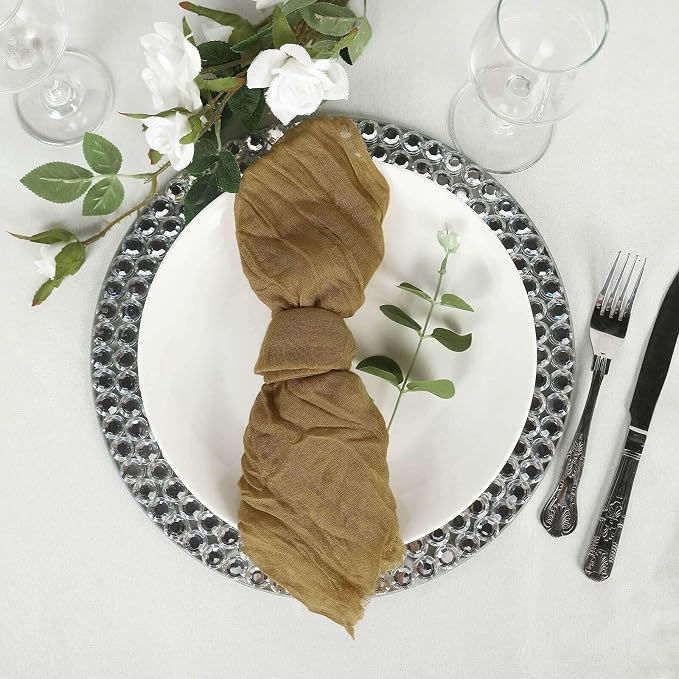 Efavormart 5 Pack 24"x19" Muted Gold Matte Gauze Cheesecloth Napkins, Soft - Image 6