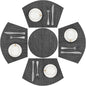 SHACOS Small Round Table Placemats Set of 5 Woven Vinyl Wedge Placemats with Centerpiece Round Table Mats Heat Resistant Wipe Clean (5, Black Gray)