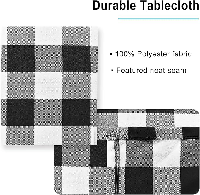 Checkered Tablecloth Rectangle, 70 x 140 Inch - Image 4