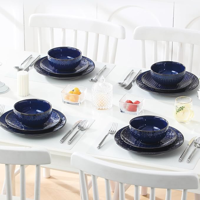 MALACASA 12 Pieces Dinnerware Sets, Modern Plates and Bowls Sets, Kitchen - Image 7